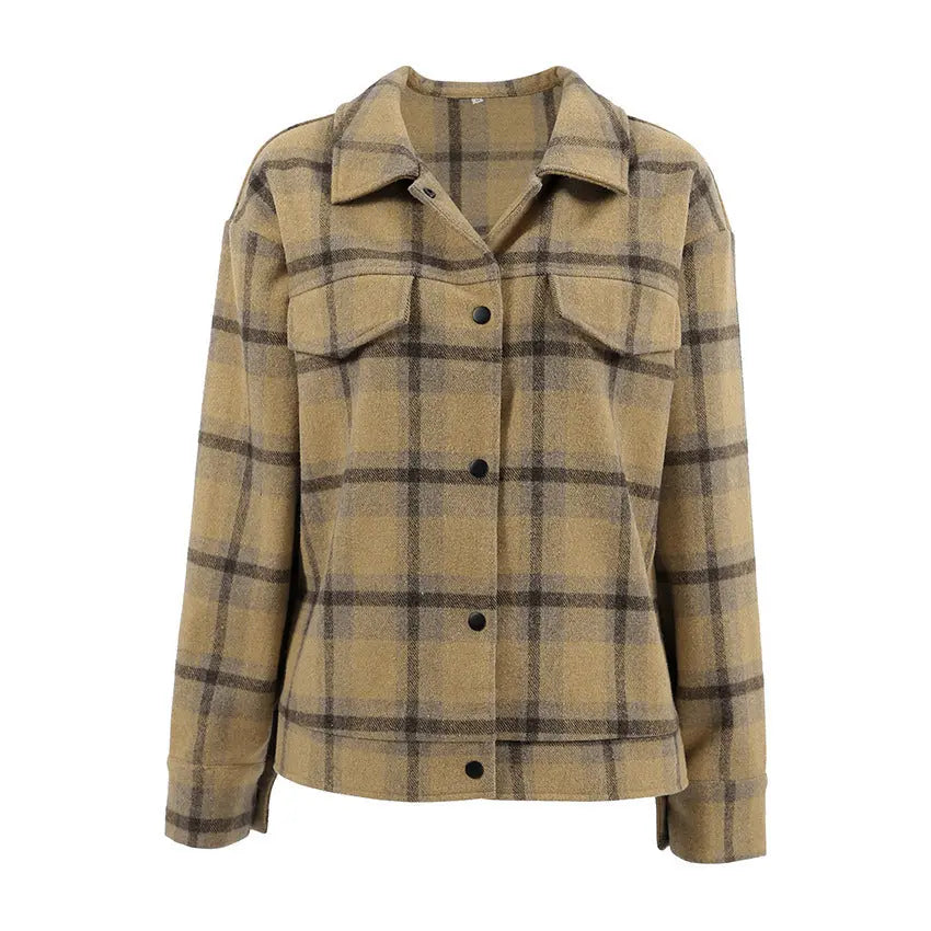 Plaid Woolen Jacket My Store 