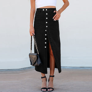 Women’s Midi Dress - Button Slit Denim Style My Store 