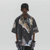 Dark Printed Short - Sleeved Shirt - MRC STORETopMy StoreDark Printed Short - Sleeved Shirt - MRC STOREMRC STORECJNSTXYH01724-Black-LBlackL