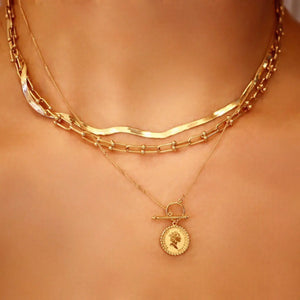 Gold Retro Round Necklace My Store 