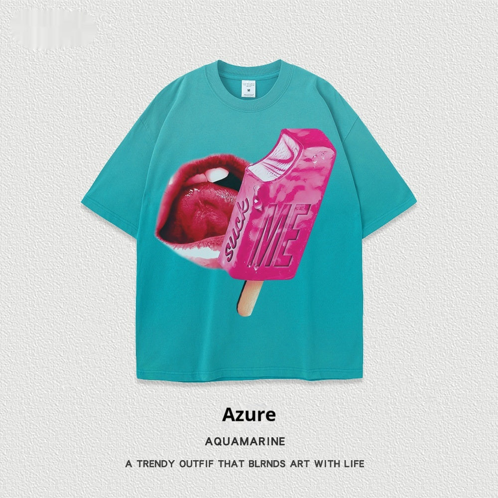 Women’s Street T-Shirt - Washed Cartoon Loose Top My Store  27.86