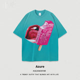 Women’s Street T-Shirt - Washed Cartoon Loose Top My Store  27.86