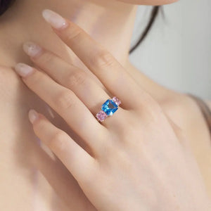 Elegant S925 Silver Square Blue Inlaid Ring My Store 