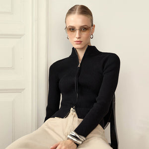 Women’s Double Zipper Thermal Cardigan My Store 