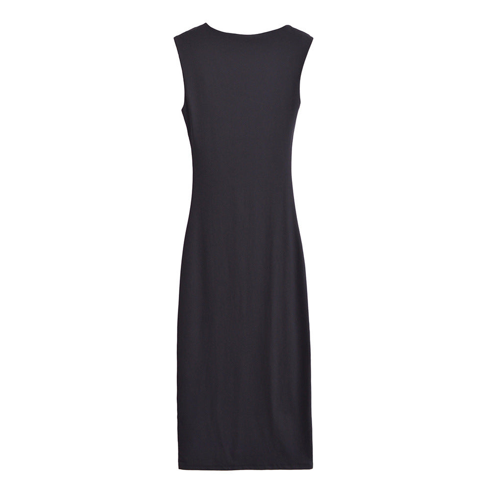 Satin Sleeveless Pleated Dress MRC Store 