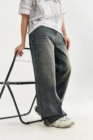 Retro Distressed Wide Leg Jeans - MRC STORE