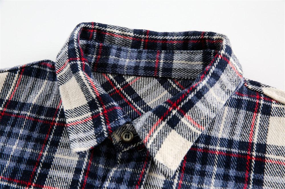 Autumn Women's Plaid Casual Shirt – Front Short Back Long Cotton Blend Cardigan - MRC STORE