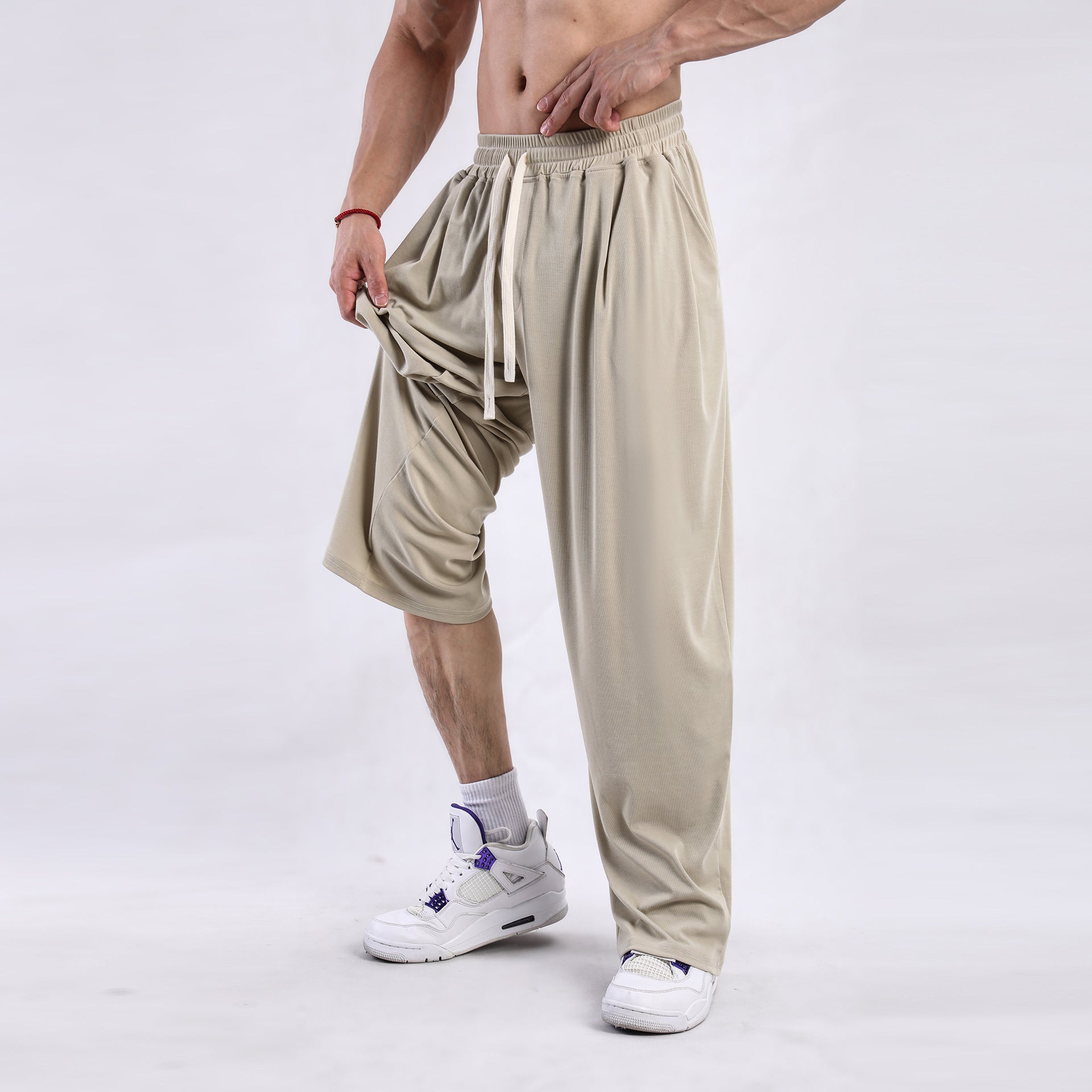 Men’s Wide-Leg Pants - Draping Casual Trousers My Store 