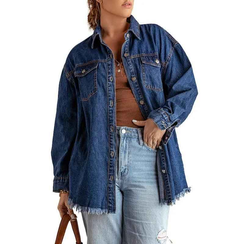 Denim Lapel Top – Casual Style - MRC STORETopMy StoreDenim Lapel Top – Casual StyleMRC STORECJYD210966715OLDark Blue2XL