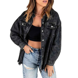 Denim Lapel Top – Casual Style - MRC STORETopMy StoreDenim Lapel Top – Casual StyleMRC STORECJYD210966710JQBlack2XL