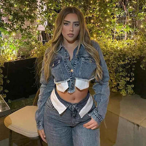 Denim Polo Short Coat - MRC STORETopMy StoreDenim Polo Short CoatMRC STORECJYD210592003CXBlueL