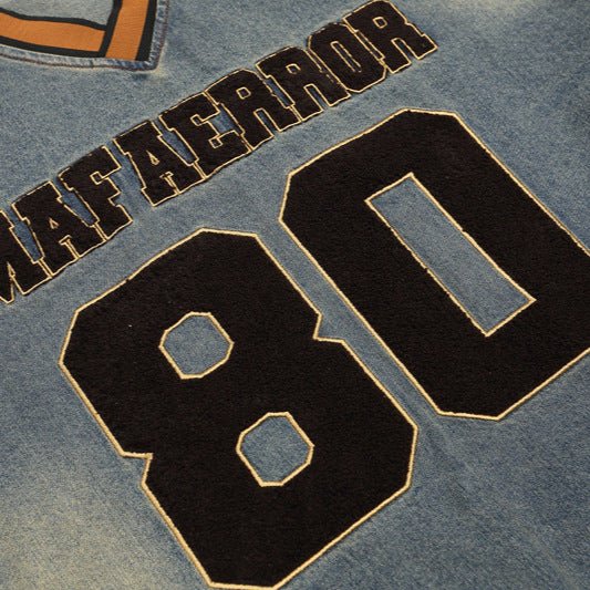 Denim V - Neck Star Letter Sweater - MRC STORESweaters & HoodiesMRC StoreDenim V - Neck Star Letter Sweater MRC Store MRC STORECJWY252900002BYBlueL