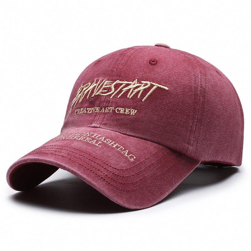 Distressed Baseball Cap – Embroidered Cotton - MRC STOREAccessoriesMy StoreFaded Washed Distressed Baseball Cap –Unisex Cap Embroidered Letters, Adjustable Cotton Cap for All Seasons - MRC STOREMRC STORECJBQ210560903CXRedFree Size Adjustable