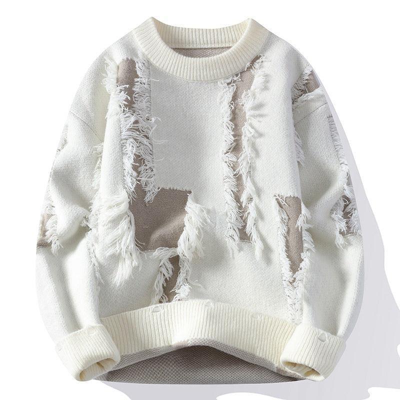 Distressed Knit Patchwork Pullover Sweater – A Bold Statement for Winter Style - MRC STORESweaters & HoodiesMy StoreDistressed Knit Patchwork Pullover Sweater – A Bold Statement for Winter Style - MRC STOREMRC STORECJYD223445907GTWhite165cm