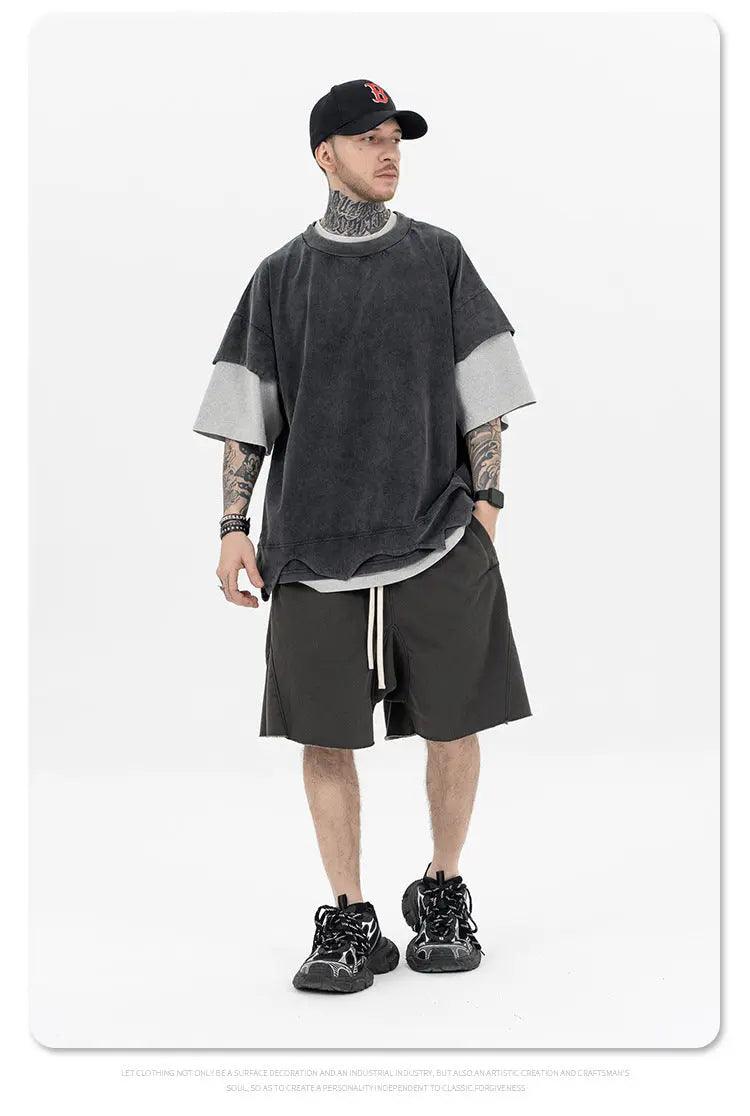 Distressed Retro Patchwork Vintage T-Shirt - MRC STORETopMy StoreDistressed Retro Patchwork Vintage T-Shirt - MRC STOREMRC STORECJYH206181602BYBlackL