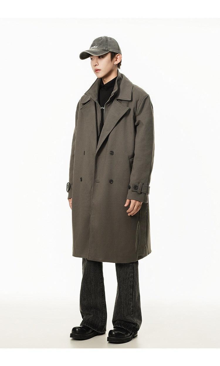 Double Breasted Men's Over the Knee Trench Coat – High Grade Elegance - MRC STORE