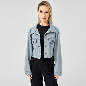 Retro Raw Edge Soft Denim Jacket My Store 