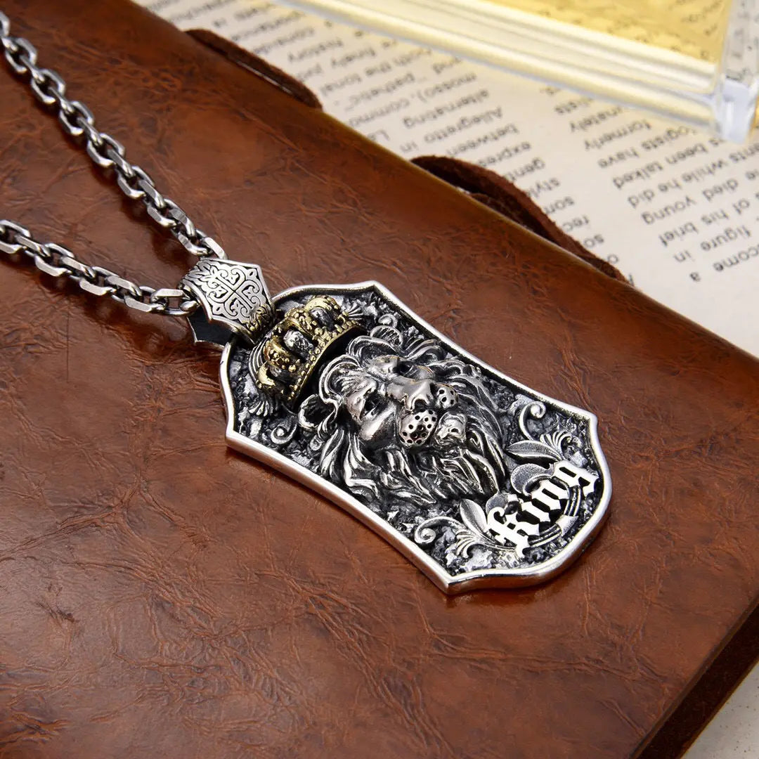 Majestic S925 Sterling Silver Lion King Pendant Necklace My Store 