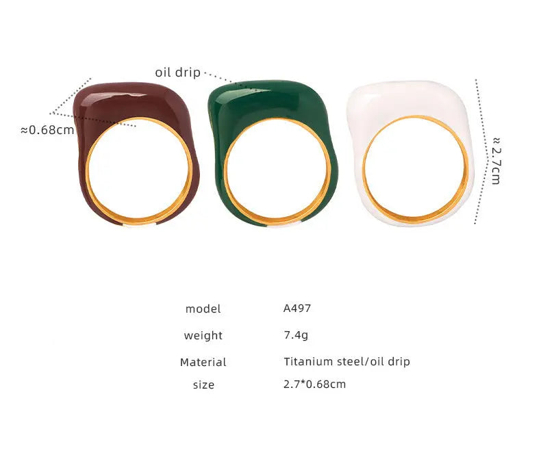 Retro Morandi Color Round Ring My Store 