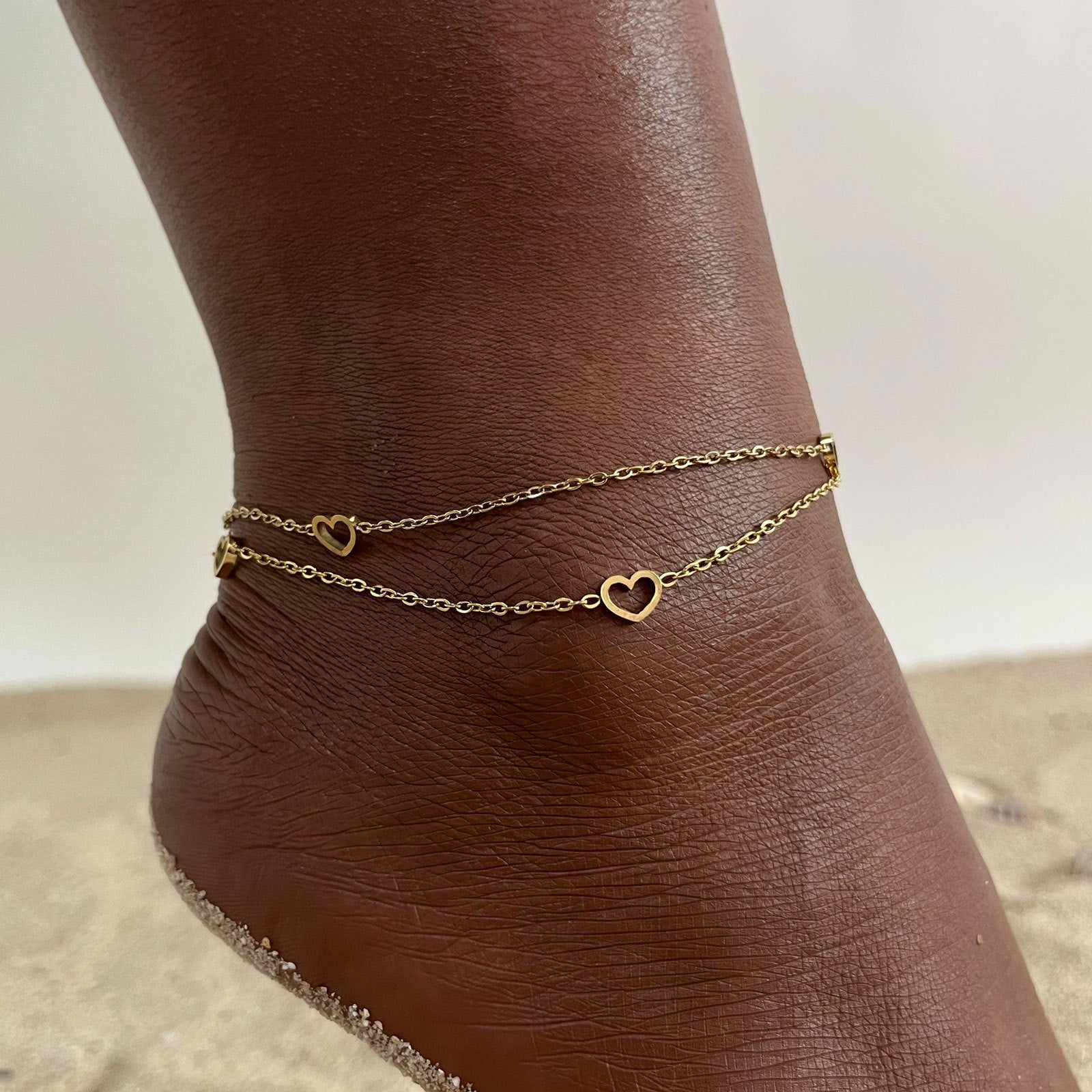 Women's Stainless Steel Double-Layer Heart Snake Anklet - MRC STORE