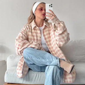 Plaid Loose Fashion Coat My Store 