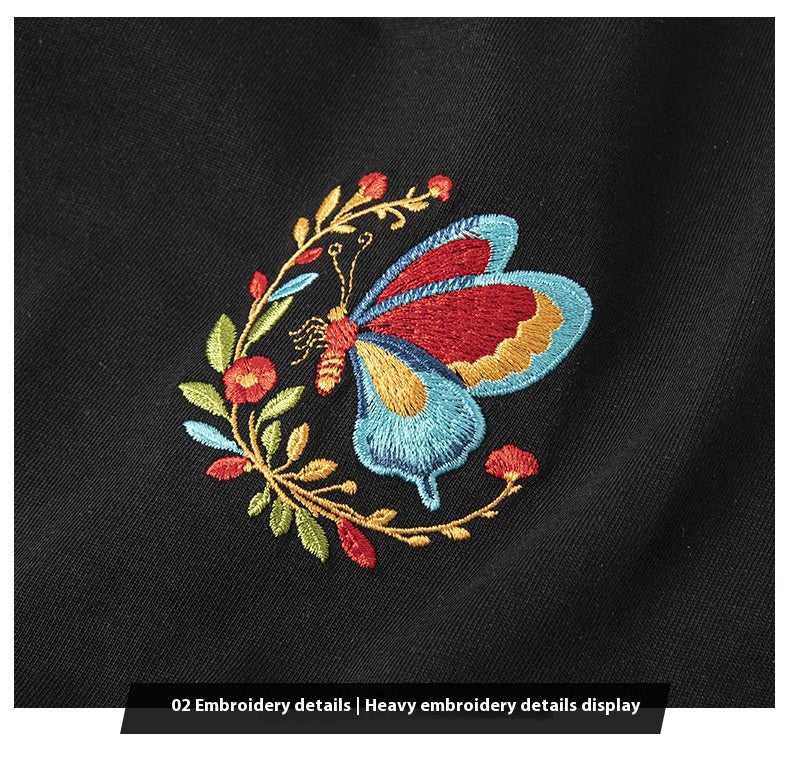 Short-Sleeve Butterfly Light-Changing T-Shirt – Cartoon Embroidery Fashion - MRC STORE