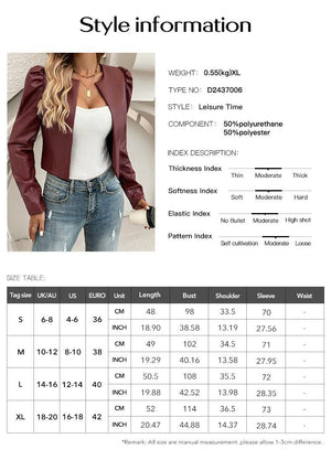 Solid Color Leather Cardigan Jacket My Store 