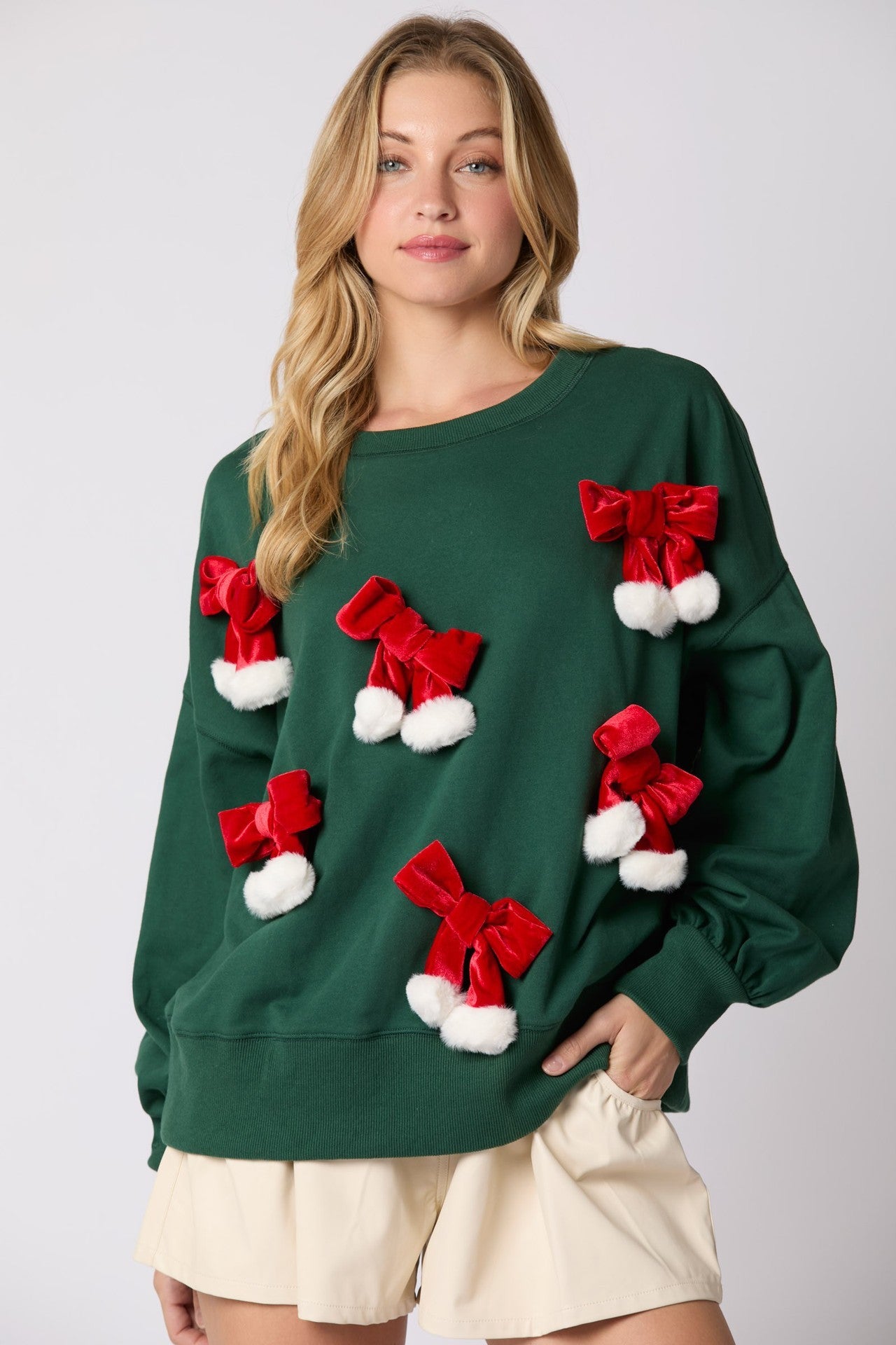 Festive Christmas Bowknot Long Sleeve Sweatshirt - Casual Holiday Style My Store 