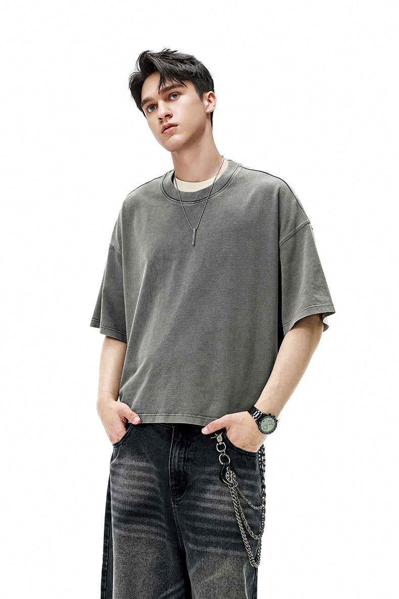 Men's Cotton Washed-out Vintage Trendy Brand T-shirt My Store 