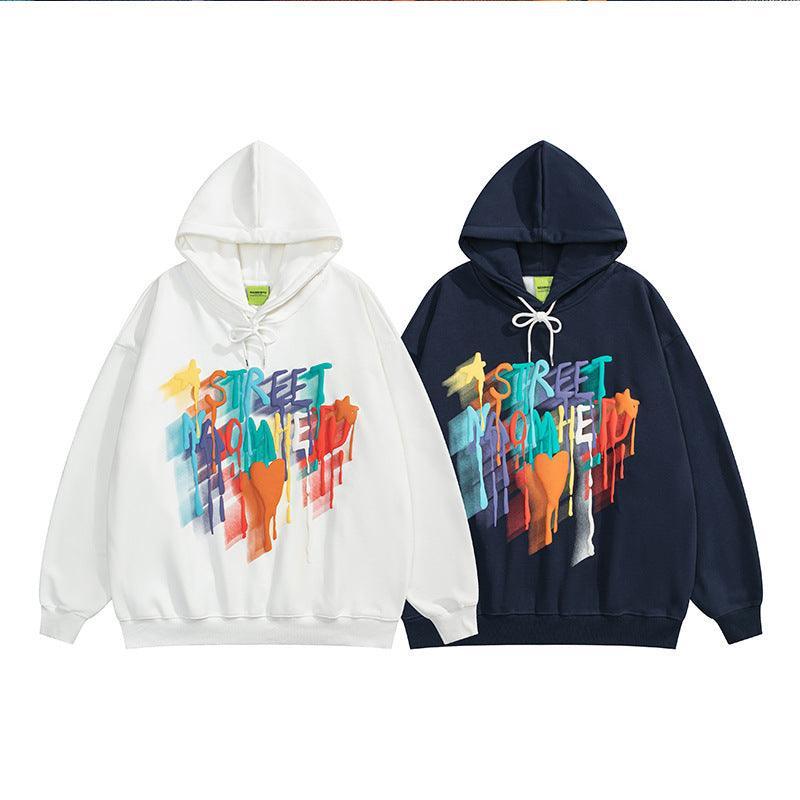 Couple Loose Long Sleeved Hooded Sweatshirt - MRC STORE