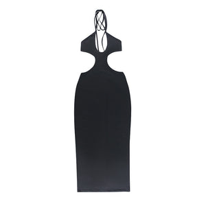 Women’s Halter Neck Dress - Hollow Solid Color My Store 