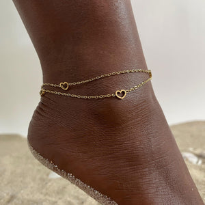 Women's Stainless Steel Double-Layer Heart Snake Anklet - MRC STORE