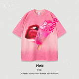 Women’s Street T-Shirt - Washed Cartoon Loose Top My Store  27.86