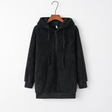 Long Sleeve Hooded Fleece Pullover Coat – Solid Color Women's Winter Wear