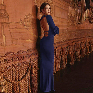 Elegant Backless Long Dress – Slim Fit, High Waist - MRC STOREDressMy StoreElegant Solid Color Dress Backless Slim Fit Long Dress – High Waist Fashion - MRC STOREMRC STORECJLY227849203CXBlueL