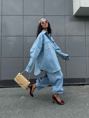 Elegant High - Waist Full - Length Denim Wide - Leg Pants - MRC STOREsetMRC STOREElegant High - Waist Full - Length Denim Wide - Leg PantsMRC STORECJTZ245118805EVBlue2XL