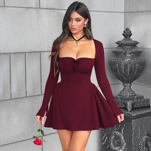 Elegant Solid Color Princess Dress – Perfect for Commuting and Special Occasions - MRC STOREDressMJ roomElegant Solid Color Princess Dress – Perfect for Commuting and Special Occasions - MRC STOREMRC STORECJLY223029616PKWine RedL