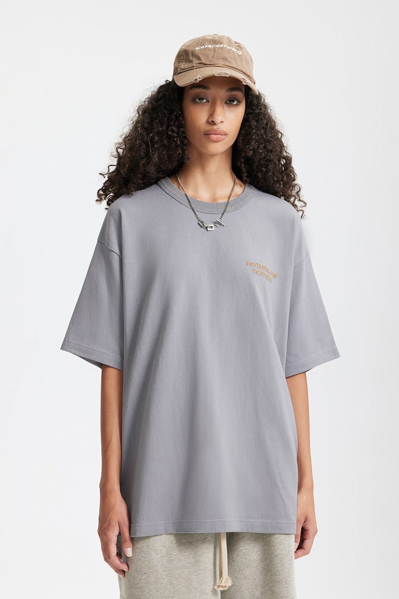 Embroidered T-Shirt - Retro Thread Collar - MRC STORET-ShirtsMy StoreMen’s Embroidered T-Shirt - Retro Thread Collar My Store MRC STORECJYH233219802BYGray BlueL