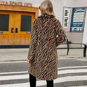 Women's Faux Fur Zebra Print Coat My Store 