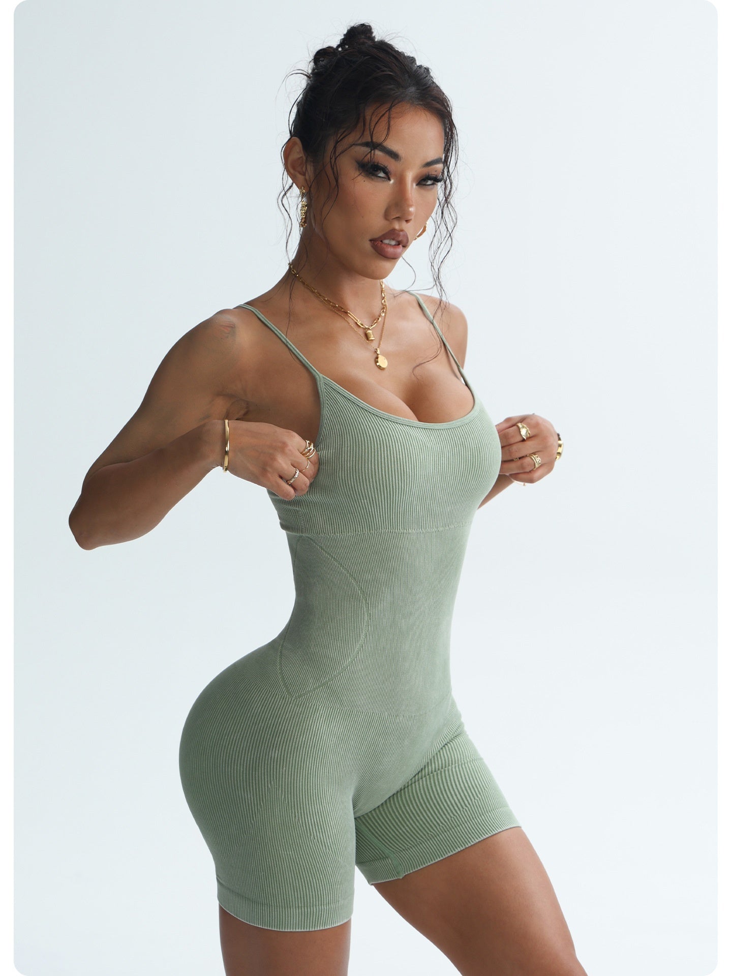 Women’s Suspender Shorts - Frosted Thread One-Piece My Store 