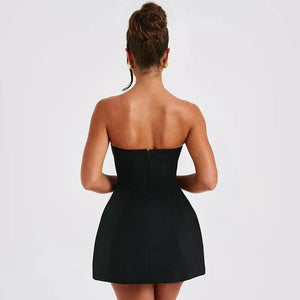 Summer Solid Backless Mini Dress.