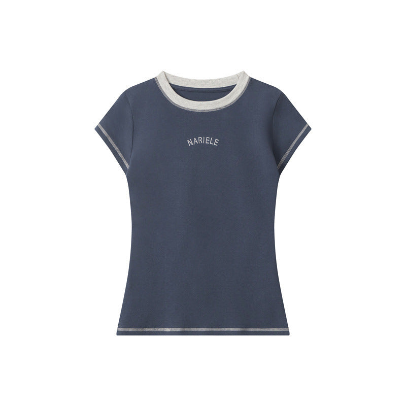 Women’s Embroidered Round Neck Tee My Store  33.00