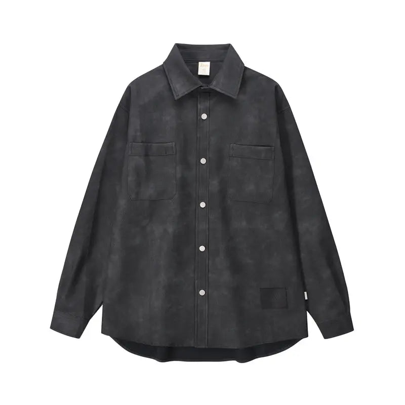 Retro American Washed PU Leather Shirt My Store 