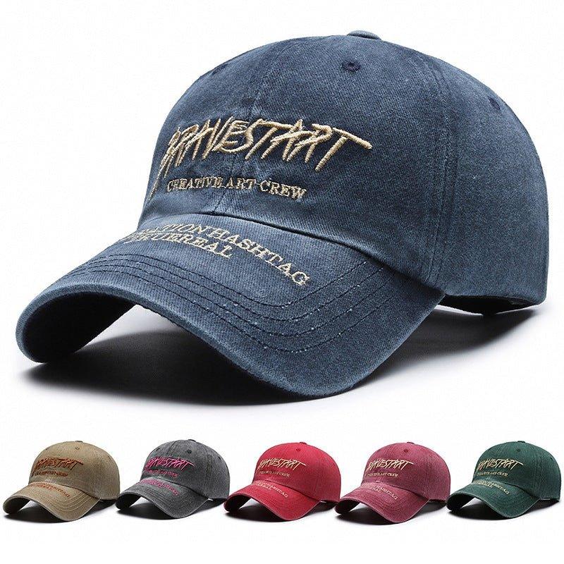 Faded Washed Distressed Baseball Cap –Unisex Cap Embroidered Letters, Adjustable Cotton Cap for All Seasons - MRC STORE