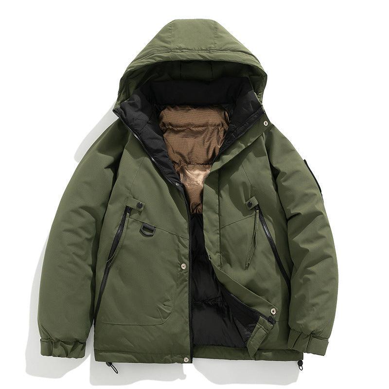 Fashion Hooded Couple Jacket Warm Coat - MRC STORETopMy StoreA hooded couple jacket in beige color with a visible green lining, designed with side seam sidekick pockets and a hood.MRC STORECJPK212035910JQArmy Green3XL
