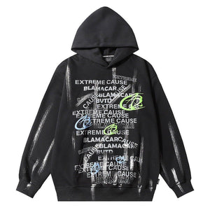 Fashion Letter Printed Graffiti Streetwear Hoodie with Bold Typography - MRC STORE