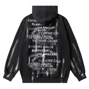 Fashion Letter Printed Graffiti Streetwear Hoodie with Bold Typography - MRC STORE