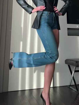 Fashion Single - shoulder Shorts Irregular Jeans - MRC STOREjeansMRC STOREFashion Single - shoulder Shorts Irregular JeansMRC STORECJNZ233437504DWBlueL