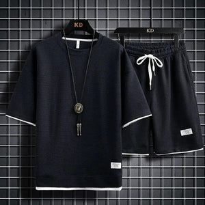 Fashion Solid Color T-Shirt Set - MRC STORETopMy StoreFashion Solid Color T-Shirt Set - MRC STOREMRC STORECJDS147917649WDNavy BlueS