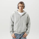 Faux Deer Velvet Retro Knit Hoodie - MRC STOREJacketsMRC STOREPerson wearing a gray zip - up hoodie and headphones on a light gray backgroundMRC STORECJYD259255904DWFlower Gray2XL